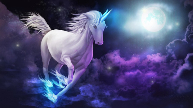 White unicorn running sky full free wallpaper - medium preview image