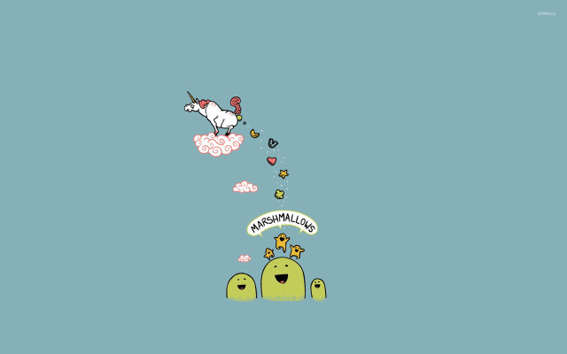 Cartoon unicorn flying castle banners free wallpaper - medium preview image