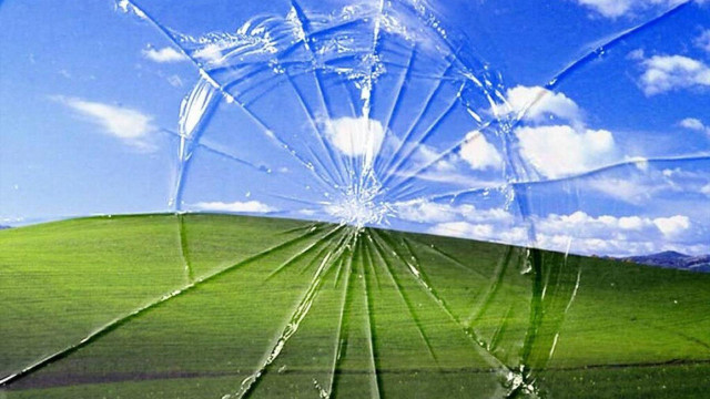 Window pane green field blue free wallpaper - medium preview image