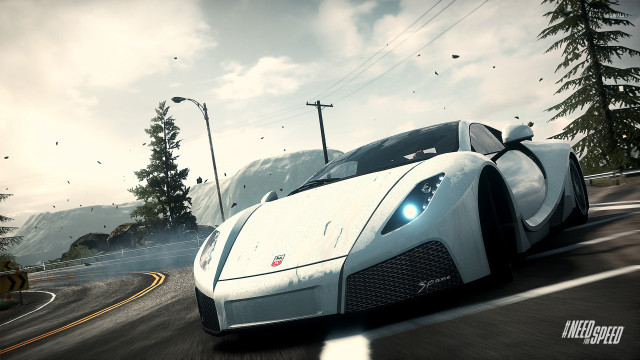 White sports car road forest #2 free wallpaper - medium preview image