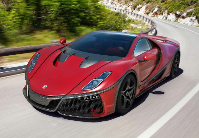 Red sports car driving road #6 free wallpaper - medium preview image