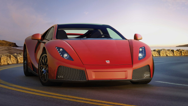 Red sports car cliff road free wallpaper - medium preview image