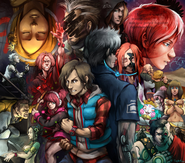 Cyberpunk group people poster colored free wallpaper - medium preview image