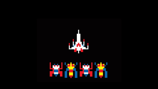 Pixelated characters black background red free wallpaper - medium preview image
