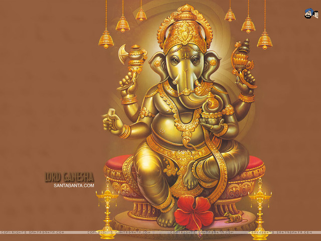 Golden statue ganeshi stool bow free wallpaper - medium preview image