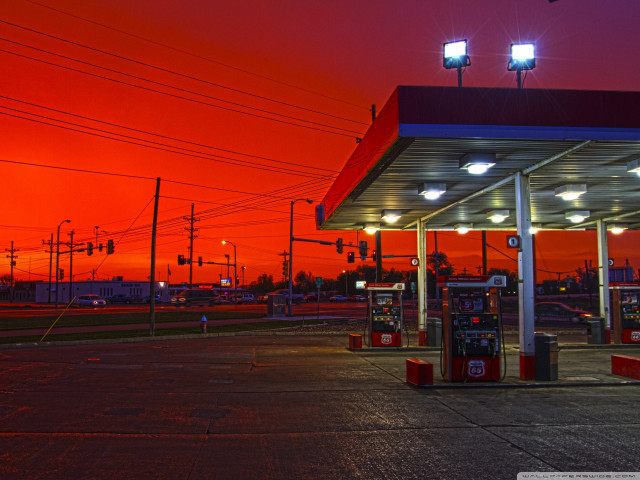 Gas station red sky background free wallpaper - medium preview image