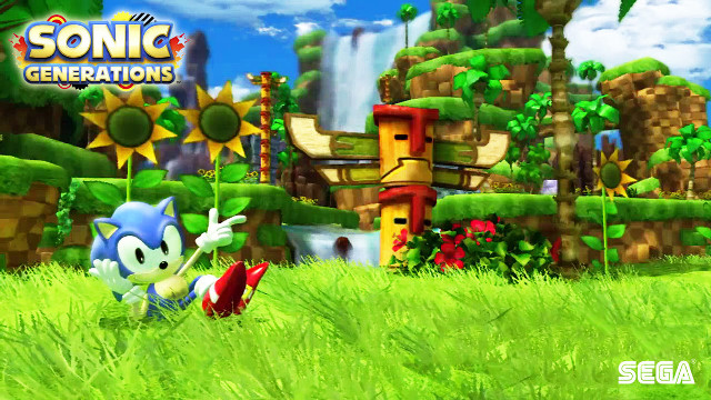 Sonic game green field waterfall free wallpaper - medium preview image