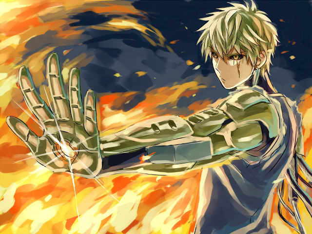 Man fireball flames blonde armor free wallpaper - medium preview image