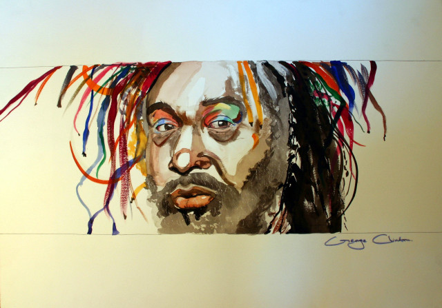 Man dreadlocks eyes painting art free wallpaper - medium preview image