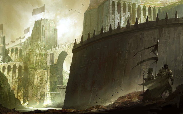 Man bridge river castle gate free wallpaper - medium preview image