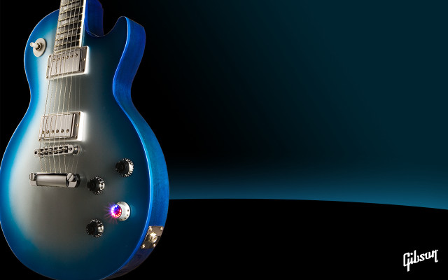 Blue electric guitar black background free wallpaper - medium preview image