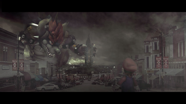 Man monster city street building free wallpaper - medium preview image