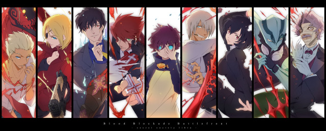 Anime characters group arms around #6 free wallpaper - medium preview image