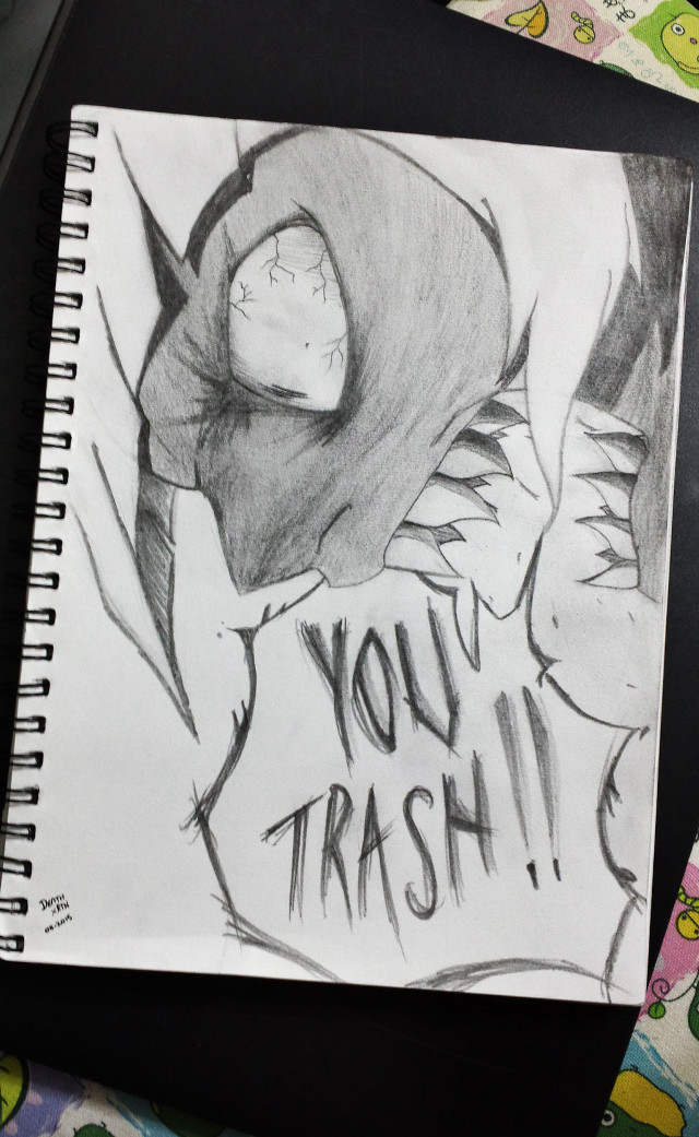 Person hoodie trash notebook drawing free wallpaper - medium preview image