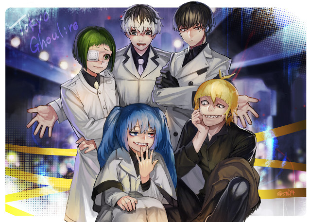 Colored hair glasses group photo free wallpaper - medium preview image