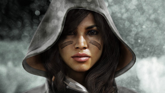 Woman hood cat face painted free wallpaper - medium preview image