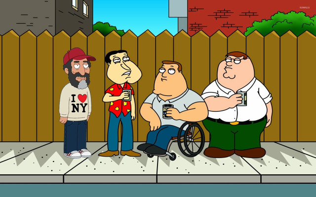 Cartoon man wheelchair friends beer free wallpaper - medium preview image