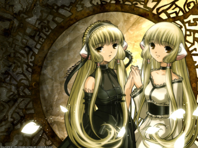 Anime girls mirror clock standing free wallpaper for desktop - medium preview image