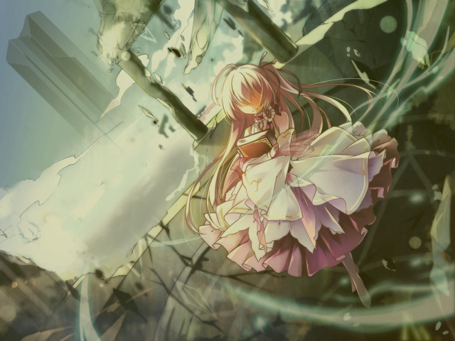 Girl dress tree fence bird free wallpaper - medium preview image