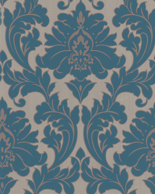Blue beige wallpaper floral design free wallpaper - medium preview image
