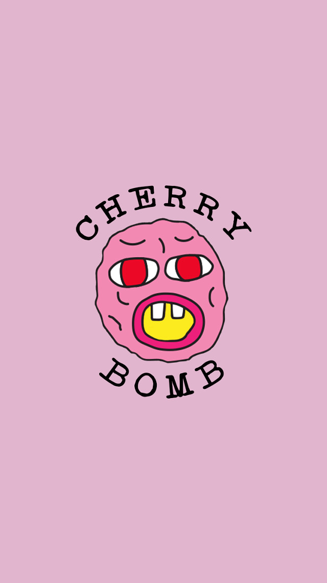 Pink wall cartoon face cherry free wallpaper - medium preview image