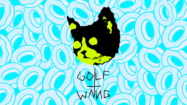 Cat yellow face blue background free wallpaper - medium preview image