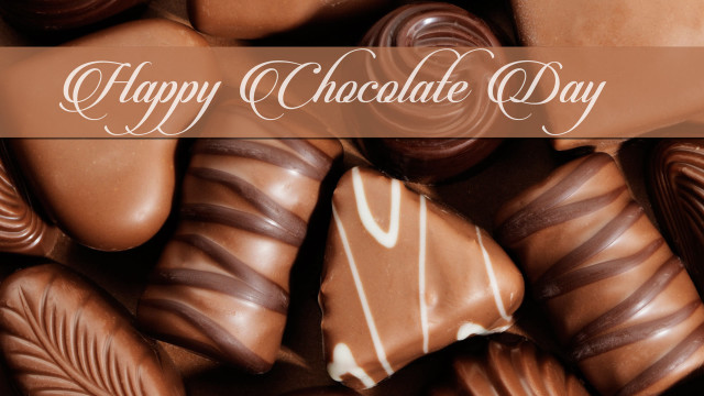 Chocolate pile happy message conceptual free wallpaper - medium preview image