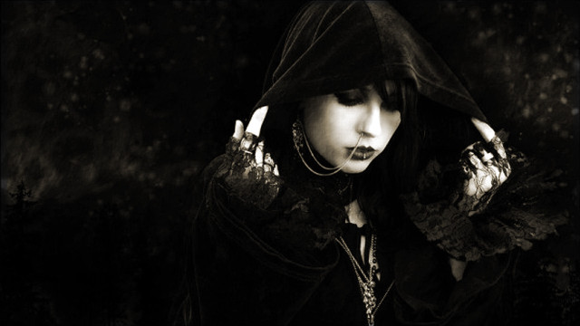 Woman hood hands face creepy free wallpaper - medium preview image