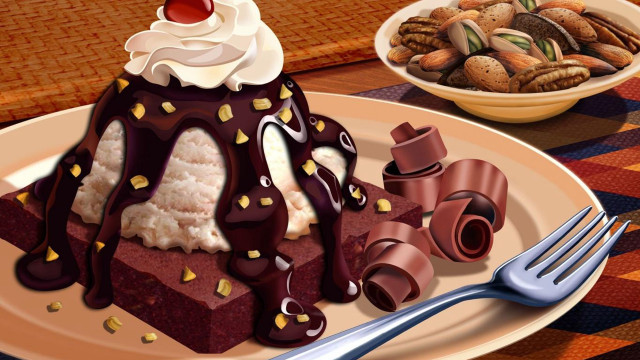 Cake nuts plate fork spoon free wallpaper - medium preview image