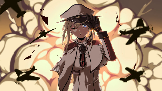Woman hat dress birds flying free wallpaper - medium preview image