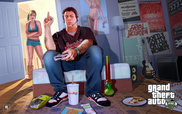 Man sitting bed remote woman free wallpaper - medium preview image