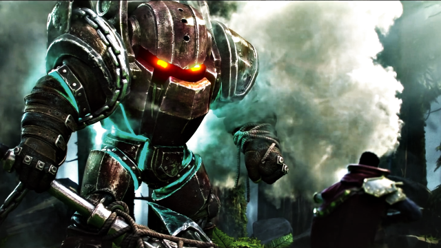 Man suit robot forest smoke free wallpaper - medium preview image