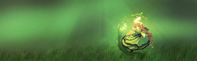 Woman green dress glowing light free wallpaper - medium preview image