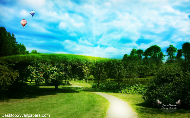 Hot air balloon path nature free wallpaper - medium preview image