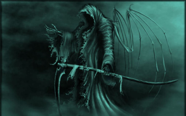Demon holding sceptacle hands painting free wallpaper - medium preview image