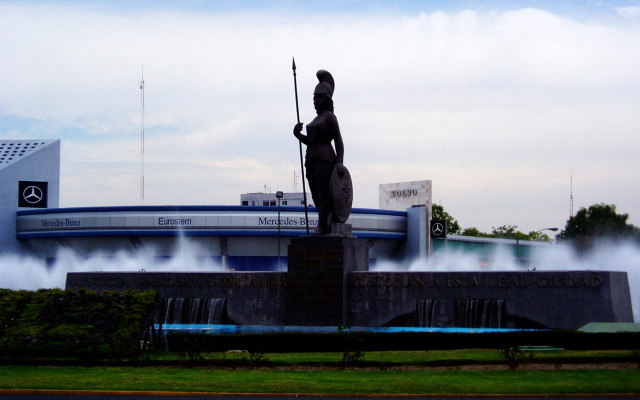 Statue man sword building fountain free wallpaper - medium preview image