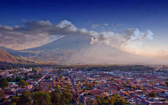 City mountain clouds sky background free wallpaper - medium preview image