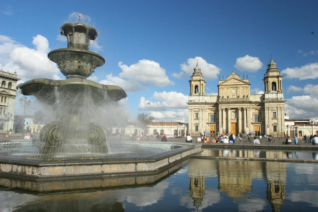 Fountain water building clock tower free wallpaper - medium preview image