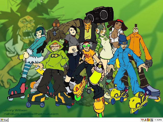 Cartoon characters skateboards camera group free wallpaper - medium preview image