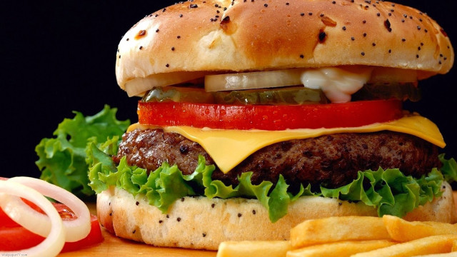 Hamburger cheese lettuce tomato onion #4 free wallpaper - medium preview image