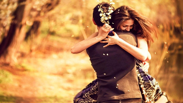 Woman holding man forest trees #2 free wallpaper - medium preview image
