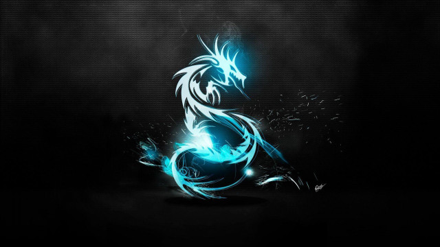 Blue black dragon glowing light #2 free wallpaper - medium preview image