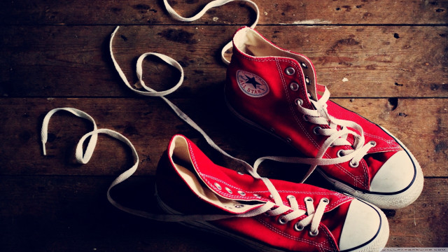 Red converse sneakers white laces free wallpaper - medium preview image