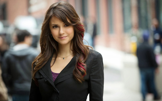 Woman black jacket purple shirt free wallpaper - medium preview image