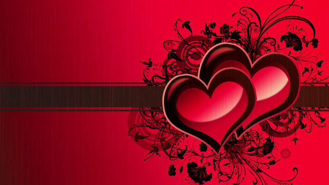 Two hearts red background black #2 free wallpaper - medium preview image