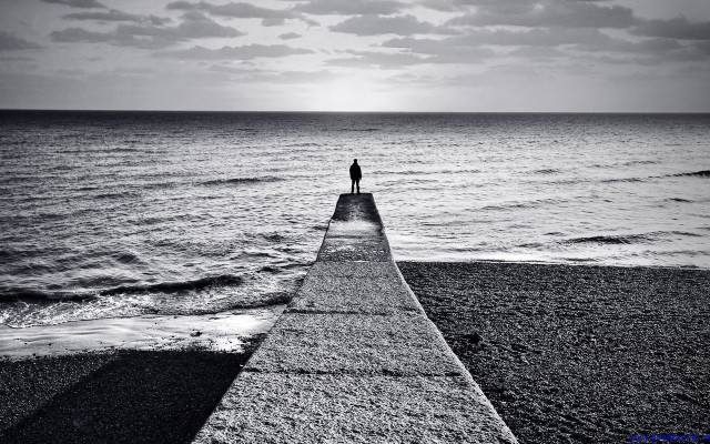 Person pier ocean black and #2 free wallpaper - medium preview image
