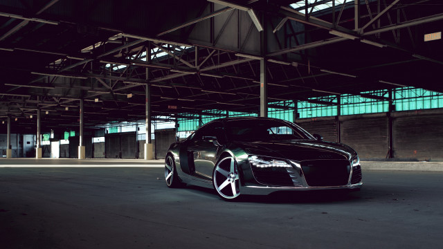 Black car garage green light free wallpaper - medium preview image