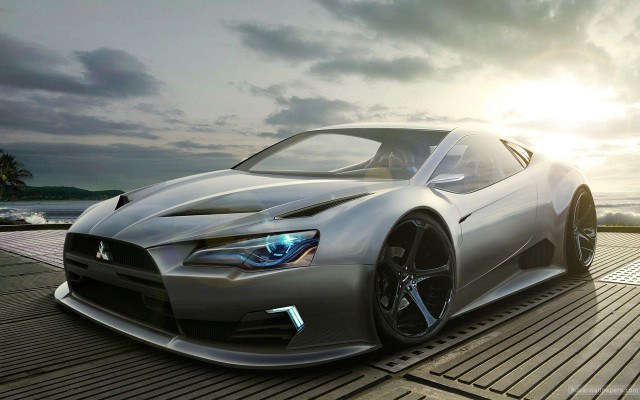 Silver sports car parked dock free wallpaper - medium preview image