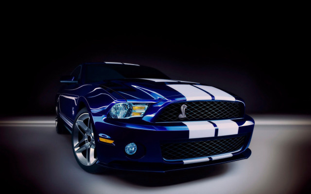 Blue mustang car white stripes #3 free wallpaper - medium preview image