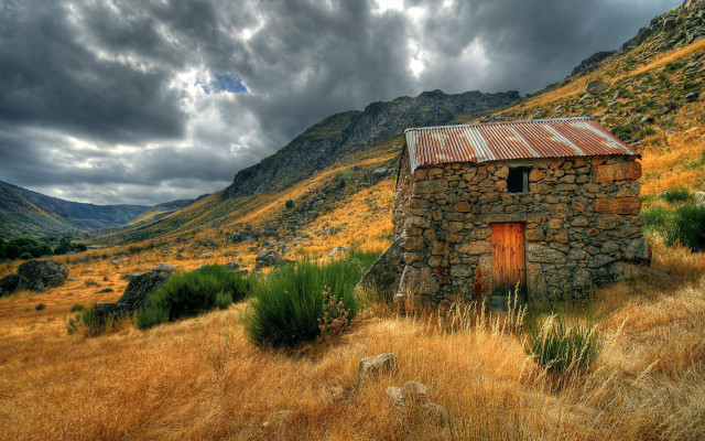 Small stone building field mountains #3 free wallpaper - medium preview image